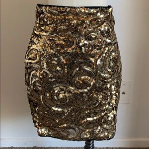 Windsor | Gold Sequin Bodycon Skirt | Size L